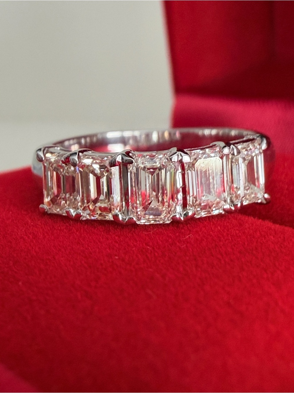 Emerald-Cut Natural Diamond Eternity Band in 14k White Gold